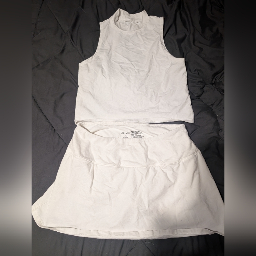 White Sleeveless Top and Skirt 2 Piece Set